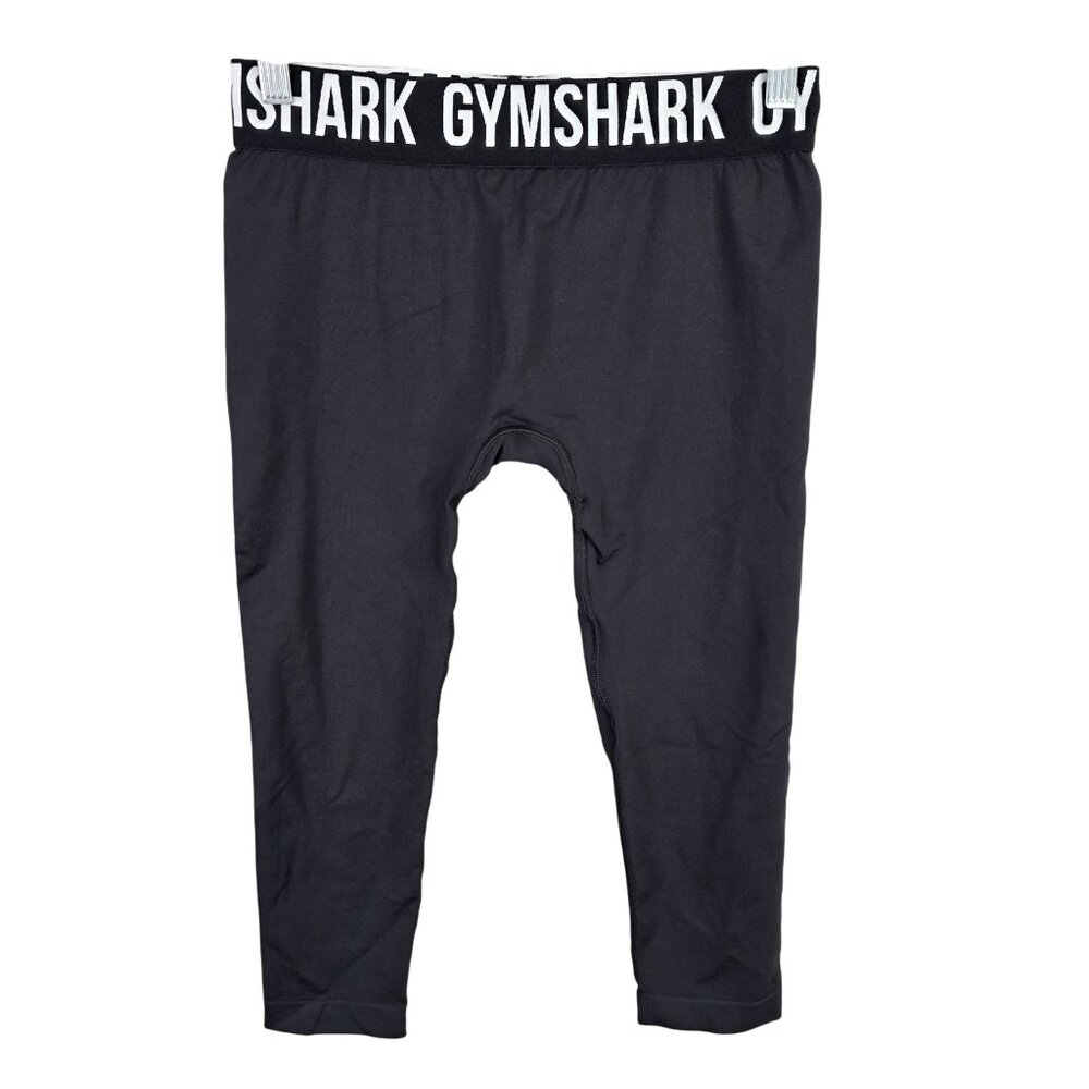 Womens Gymshark Black Mid Rise 3/4 Length Leggings Polyamide & Elastane Size M